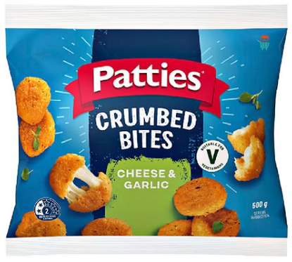 Patties Cheese & Garlic Crumbed Bites 500g