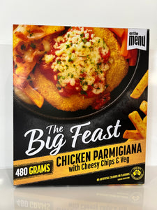 On The Menu Big Feast Chicken Parmigiana with Cheesy Chips & Veg 480g