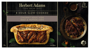 Herbert Adams Slow-Cooked Chunky Beef and Peppercorn Pies 2 Pack